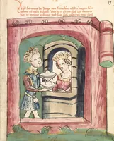 Picture 68 of 142 from Historia septem sapientum, dt. ; Martinus Oppaviensis: Chronicon pontificum et imperatorum, dt. (1450), leaf 195