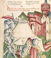 An illustration from Historia septem sapientum, dt. ; Martinus Oppaviensis: Chronicon pontificum et imperatorum, dt. (1450)
