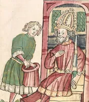 Picture 9 of 142 from Historia septem sapientum, dt. ; Martinus Oppaviensis: Chronicon pontificum et imperatorum, dt. (1450), leaf 45