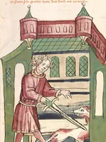 Picture 10 of 142 from Historia septem sapientum, dt. ; Martinus Oppaviensis: Chronicon pontificum et imperatorum, dt. (1450), leaf 49