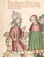An illustration from Historia septem sapientum, dt. ; Martinus Oppaviensis: Chronicon pontificum et imperatorum, dt. (1450)