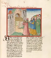 An illustration from Könige, Paralipomenon I und II, Esra, Tobias, Judith, Esther, Hiob (1477)