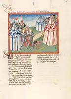 An illustration from Könige, Paralipomenon I und II, Esra, Tobias, Judith, Esther, Hiob (1477)