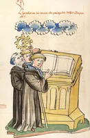 An illustration from AT (Bücher Esra, Nehemia, Tobias, Judith, Esther, Hiob, Psalter, Parabole, Ecclesiastes, Cantica, Sapientia, Ecclesiasticu) (1441)
