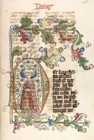 An illustration from AT (Bücher Esra, Nehemia, Tobias, Judith, Esther, Hiob, Psalter, Parabole, Ecclesiastes, Cantica, Sapientia, Ecclesiasticu) (1441)