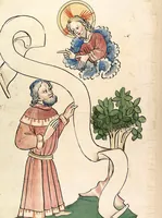 An illustration from AT (Bücher Esra, Nehemia, Tobias, Judith, Esther, Hiob, Psalter, Parabole, Ecclesiastes, Cantica, Sapientia, Ecclesiasticu) (1441)