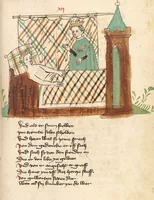 An illustration from Willehalm von Orlens (1420)