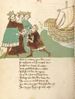 An illustration from Willehalm von Orlens (1420)