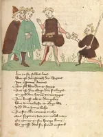 An illustration from Willehalm von Orlens (1420)