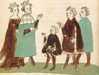 An illustration from Willehalm von Orlens (1420)