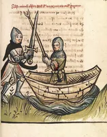 An illustration from 'Rosengarten zu Worms' ; 'Lucidarius' (1420)