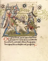 An illustration from 'Rosengarten zu Worms' ; 'Lucidarius' (1420)