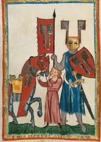 An illustration from Große Heidelberger Liederhandschrift (Codex Manesse) (1300)