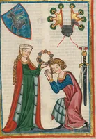 An illustration from Große Heidelberger Liederhandschrift (Codex Manesse) (1300)