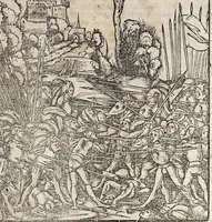 An illustration from Heydenweldt Vnd [und] irer Götter anfängcklicher vrsprung [Ursprung]: durch was verwhänungen den selben etwas vermeynter macht zugemessen, vmb dero wille[n], sie von den alten verehert worden ... (1554)