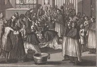 Picture 83 of 312 from Heilige Ceremonien, Gottes und Götzen-Dienste aller Völcker der Welt, Oder Eigentliche Vorstellung und summarischer Begriff, der vornehmsten Gottes-Dienstlichen Pflichten, Kirchen- und Tempel-Gebräuchen, der Christlich- und abgöttischen Völcker der gantzen Welt: Welche Nach des Berühmten Picarts Erfindung in Kupfer gestochen, und verlegt worden (1748), leaf 111