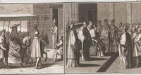 Picture 86 of 312 from Heilige Ceremonien, Gottes und Götzen-Dienste aller Völcker der Welt, Oder Eigentliche Vorstellung und summarischer Begriff, der vornehmsten Gottes-Dienstlichen Pflichten, Kirchen- und Tempel-Gebräuchen, der Christlich- und abgöttischen Völcker der gantzen Welt: Welche Nach des Berühmten Picarts Erfindung in Kupfer gestochen, und verlegt worden (1748), leaf 112