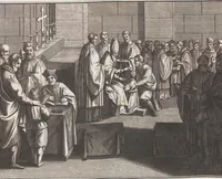 Picture 91 of 312 from Heilige Ceremonien, Gottes und Götzen-Dienste aller Völcker der Welt, Oder Eigentliche Vorstellung und summarischer Begriff, der vornehmsten Gottes-Dienstlichen Pflichten, Kirchen- und Tempel-Gebräuchen, der Christlich- und abgöttischen Völcker der gantzen Welt: Welche Nach des Berühmten Picarts Erfindung in Kupfer gestochen, und verlegt worden (1748), leaf 115