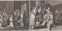 Picture 101 of 312 from Heilige Ceremonien, Gottes und Götzen-Dienste aller Völcker der Welt, Oder Eigentliche Vorstellung und summarischer Begriff, der vornehmsten Gottes-Dienstlichen Pflichten, Kirchen- und Tempel-Gebräuchen, der Christlich- und abgöttischen Völcker der gantzen Welt: Welche Nach des Berühmten Picarts Erfindung in Kupfer gestochen, und verlegt worden (1748), leaf 119