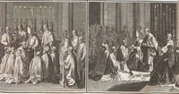 Picture 110 of 312 from Heilige Ceremonien, Gottes und Götzen-Dienste aller Völcker der Welt, Oder Eigentliche Vorstellung und summarischer Begriff, der vornehmsten Gottes-Dienstlichen Pflichten, Kirchen- und Tempel-Gebräuchen, der Christlich- und abgöttischen Völcker der gantzen Welt: Welche Nach des Berühmten Picarts Erfindung in Kupfer gestochen, und verlegt worden (1748), leaf 123