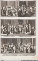 An illustration from Heilige Ceremonien, Gottes und Götzen-Dienste aller Völcker der Welt, Oder Eigentliche Vorstellung und summarischer Begriff, der vornehmsten Gottes-Dienstlichen Pflichten, Kirchen- und Tempel-Gebräuchen, der Christlich- und abgöttischen Völcker der gantzen Welt: Welche Nach des Berühmten Picarts Erfindung in Kupfer gestochen, und verlegt worden (1748)