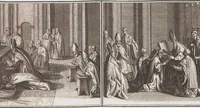 Picture 113 of 312 from Heilige Ceremonien, Gottes und Götzen-Dienste aller Völcker der Welt, Oder Eigentliche Vorstellung und summarischer Begriff, der vornehmsten Gottes-Dienstlichen Pflichten, Kirchen- und Tempel-Gebräuchen, der Christlich- und abgöttischen Völcker der gantzen Welt: Welche Nach des Berühmten Picarts Erfindung in Kupfer gestochen, und verlegt worden (1748), leaf 125