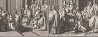 An illustration from Heilige Ceremonien, Gottes und Götzen-Dienste aller Völcker der Welt, Oder Eigentliche Vorstellung und summarischer Begriff, der vornehmsten Gottes-Dienstlichen Pflichten, Kirchen- und Tempel-Gebräuchen, der Christlich- und abgöttischen Völcker der gantzen Welt: Welche Nach des Berühmten Picarts Erfindung in Kupfer gestochen, und verlegt worden (1748)