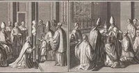 An illustration from Heilige Ceremonien, Gottes und Götzen-Dienste aller Völcker der Welt, Oder Eigentliche Vorstellung und summarischer Begriff, der vornehmsten Gottes-Dienstlichen Pflichten, Kirchen- und Tempel-Gebräuchen, der Christlich- und abgöttischen Völcker der gantzen Welt: Welche Nach des Berühmten Picarts Erfindung in Kupfer gestochen, und verlegt worden (1748)