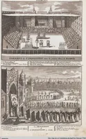 Picture 126 of 312 from Heilige Ceremonien, Gottes und Götzen-Dienste aller Völcker der Welt, Oder Eigentliche Vorstellung und summarischer Begriff, der vornehmsten Gottes-Dienstlichen Pflichten, Kirchen- und Tempel-Gebräuchen, der Christlich- und abgöttischen Völcker der gantzen Welt: Welche Nach des Berühmten Picarts Erfindung in Kupfer gestochen, und verlegt worden (1748), leaf 131
