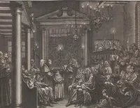 Picture 136 of 312 from Heilige Ceremonien, Gottes und Götzen-Dienste aller Völcker der Welt, Oder Eigentliche Vorstellung und summarischer Begriff, der vornehmsten Gottes-Dienstlichen Pflichten, Kirchen- und Tempel-Gebräuchen, der Christlich- und abgöttischen Völcker der gantzen Welt: Welche Nach des Berühmten Picarts Erfindung in Kupfer gestochen, und verlegt worden (1748), leaf 140