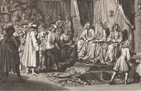 An illustration from Heilige Ceremonien, Gottes und Götzen-Dienste aller Völcker der Welt, Oder Eigentliche Vorstellung und summarischer Begriff, der vornehmsten Gottes-Dienstlichen Pflichten, Kirchen- und Tempel-Gebräuchen, der Christlich- und abgöttischen Völcker der gantzen Welt: Welche Nach des Berühmten Picarts Erfindung in Kupfer gestochen, und verlegt worden (1748)