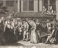 An illustration from Heilige Ceremonien, Gottes und Götzen-Dienste aller Völcker der Welt, Oder Eigentliche Vorstellung und summarischer Begriff, der vornehmsten Gottes-Dienstlichen Pflichten, Kirchen- und Tempel-Gebräuchen, der Christlich- und abgöttischen Völcker der gantzen Welt: Welche Nach des Berühmten Picarts Erfindung in Kupfer gestochen, und verlegt worden (1748)