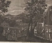 An illustration from Heilige Ceremonien, Gottes und Götzen-Dienste aller Völcker der Welt, Oder Eigentliche Vorstellung und summarischer Begriff, der vornehmsten Gottes-Dienstlichen Pflichten, Kirchen- und Tempel-Gebräuchen, der Christlich- und abgöttischen Völcker der gantzen Welt: Welche Nach des Berühmten Picarts Erfindung in Kupfer gestochen, und verlegt worden (1748)