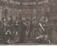 Picture 154 of 312 from Heilige Ceremonien, Gottes und Götzen-Dienste aller Völcker der Welt, Oder Eigentliche Vorstellung und summarischer Begriff, der vornehmsten Gottes-Dienstlichen Pflichten, Kirchen- und Tempel-Gebräuchen, der Christlich- und abgöttischen Völcker der gantzen Welt: Welche Nach des Berühmten Picarts Erfindung in Kupfer gestochen, und verlegt worden (1748), leaf 155