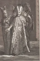 An illustration from Heilige Ceremonien, Gottes und Götzen-Dienste aller Völcker der Welt, Oder Eigentliche Vorstellung und summarischer Begriff, der vornehmsten Gottes-Dienstlichen Pflichten, Kirchen- und Tempel-Gebräuchen, der Christlich- und abgöttischen Völcker der gantzen Welt: Welche Nach des Berühmten Picarts Erfindung in Kupfer gestochen, und verlegt worden (1748)