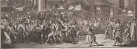 An illustration from Heilige Ceremonien, Gottes und Götzen-Dienste aller Völcker der Welt, Oder Eigentliche Vorstellung und summarischer Begriff, der vornehmsten Gottes-Dienstlichen Pflichten, Kirchen- und Tempel-Gebräuchen, der Christlich- und abgöttischen Völcker der gantzen Welt: Welche Nach des Berühmten Picarts Erfindung in Kupfer gestochen, und verlegt worden (1748)
