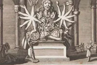 An illustration from Heilige Ceremonien, Gottes und Götzen-Dienste aller Völcker der Welt, Oder Eigentliche Vorstellung und summarischer Begriff, der vornehmsten Gottes-Dienstlichen Pflichten, Kirchen- und Tempel-Gebräuchen, der Christlich- und abgöttischen Völcker der gantzen Welt: Welche Nach des Berühmten Picarts Erfindung in Kupfer gestochen, und verlegt worden (1748)