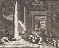 An illustration from Heilige Ceremonien, Gottes und Götzen-Dienste aller Völcker der Welt, Oder Eigentliche Vorstellung und summarischer Begriff, der vornehmsten Gottes-Dienstlichen Pflichten, Kirchen- und Tempel-Gebräuchen, der Christlich- und abgöttischen Völcker der gantzen Welt: Welche Nach des Berühmten Picarts Erfindung in Kupfer gestochen, und verlegt worden (1748)