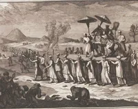Picture 184 of 312 from Heilige Ceremonien, Gottes und Götzen-Dienste aller Völcker der Welt, Oder Eigentliche Vorstellung und summarischer Begriff, der vornehmsten Gottes-Dienstlichen Pflichten, Kirchen- und Tempel-Gebräuchen, der Christlich- und abgöttischen Völcker der gantzen Welt: Welche Nach des Berühmten Picarts Erfindung in Kupfer gestochen, und verlegt worden (1748), leaf 180