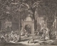 An illustration from Heilige Ceremonien, Gottes und Götzen-Dienste aller Völcker der Welt, Oder Eigentliche Vorstellung und summarischer Begriff, der vornehmsten Gottes-Dienstlichen Pflichten, Kirchen- und Tempel-Gebräuchen, der Christlich- und abgöttischen Völcker der gantzen Welt: Welche Nach des Berühmten Picarts Erfindung in Kupfer gestochen, und verlegt worden (1748)