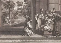 Picture 191 of 312 from Heilige Ceremonien, Gottes und Götzen-Dienste aller Völcker der Welt, Oder Eigentliche Vorstellung und summarischer Begriff, der vornehmsten Gottes-Dienstlichen Pflichten, Kirchen- und Tempel-Gebräuchen, der Christlich- und abgöttischen Völcker der gantzen Welt: Welche Nach des Berühmten Picarts Erfindung in Kupfer gestochen, und verlegt worden (1748), leaf 185
