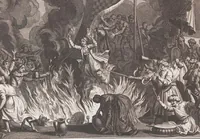 An illustration from Heilige Ceremonien, Gottes und Götzen-Dienste aller Völcker der Welt, Oder Eigentliche Vorstellung und summarischer Begriff, der vornehmsten Gottes-Dienstlichen Pflichten, Kirchen- und Tempel-Gebräuchen, der Christlich- und abgöttischen Völcker der gantzen Welt: Welche Nach des Berühmten Picarts Erfindung in Kupfer gestochen, und verlegt worden (1748)