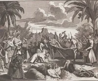 An illustration from Heilige Ceremonien, Gottes und Götzen-Dienste aller Völcker der Welt, Oder Eigentliche Vorstellung und summarischer Begriff, der vornehmsten Gottes-Dienstlichen Pflichten, Kirchen- und Tempel-Gebräuchen, der Christlich- und abgöttischen Völcker der gantzen Welt: Welche Nach des Berühmten Picarts Erfindung in Kupfer gestochen, und verlegt worden (1748)