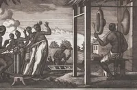 Picture 203 of 312 from Heilige Ceremonien, Gottes und Götzen-Dienste aller Völcker der Welt, Oder Eigentliche Vorstellung und summarischer Begriff, der vornehmsten Gottes-Dienstlichen Pflichten, Kirchen- und Tempel-Gebräuchen, der Christlich- und abgöttischen Völcker der gantzen Welt: Welche Nach des Berühmten Picarts Erfindung in Kupfer gestochen, und verlegt worden (1748), leaf 196