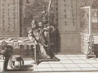 An illustration from Heilige Ceremonien, Gottes und Götzen-Dienste aller Völcker der Welt, Oder Eigentliche Vorstellung und summarischer Begriff, der vornehmsten Gottes-Dienstlichen Pflichten, Kirchen- und Tempel-Gebräuchen, der Christlich- und abgöttischen Völcker der gantzen Welt: Welche Nach des Berühmten Picarts Erfindung in Kupfer gestochen, und verlegt worden (1748)