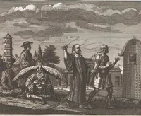 An illustration from Heilige Ceremonien, Gottes und Götzen-Dienste aller Völcker der Welt, Oder Eigentliche Vorstellung und summarischer Begriff, der vornehmsten Gottes-Dienstlichen Pflichten, Kirchen- und Tempel-Gebräuchen, der Christlich- und abgöttischen Völcker der gantzen Welt: Welche Nach des Berühmten Picarts Erfindung in Kupfer gestochen, und verlegt worden (1748)