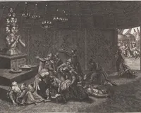 An illustration from Heilige Ceremonien, Gottes und Götzen-Dienste aller Völcker der Welt, Oder Eigentliche Vorstellung und summarischer Begriff, der vornehmsten Gottes-Dienstlichen Pflichten, Kirchen- und Tempel-Gebräuchen, der Christlich- und abgöttischen Völcker der gantzen Welt: Welche Nach des Berühmten Picarts Erfindung in Kupfer gestochen, und verlegt worden (1748)