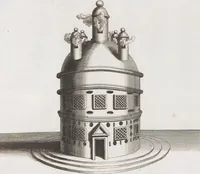 An illustration from Heilige Ceremonien, Gottes und Götzen-Dienste aller Völcker der Welt, Oder Eigentliche Vorstellung und summarischer Begriff, der vornehmsten Gottes-Dienstlichen Pflichten, Kirchen- und Tempel-Gebräuchen, der Christlich- und abgöttischen Völcker der gantzen Welt: Welche Nach des Berühmten Picarts Erfindung in Kupfer gestochen, und verlegt worden (1748)