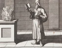 An illustration from Heilige Ceremonien, Gottes und Götzen-Dienste aller Völcker der Welt, Oder Eigentliche Vorstellung und summarischer Begriff, der vornehmsten Gottes-Dienstlichen Pflichten, Kirchen- und Tempel-Gebräuchen, der Christlich- und abgöttischen Völcker der gantzen Welt: Welche Nach des Berühmten Picarts Erfindung in Kupfer gestochen, und verlegt worden (1748)