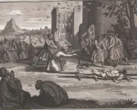 An illustration from Heilige Ceremonien, Gottes und Götzen-Dienste aller Völcker der Welt, Oder Eigentliche Vorstellung und summarischer Begriff, der vornehmsten Gottes-Dienstlichen Pflichten, Kirchen- und Tempel-Gebräuchen, der Christlich- und abgöttischen Völcker der gantzen Welt: Welche Nach des Berühmten Picarts Erfindung in Kupfer gestochen, und verlegt worden (1748)